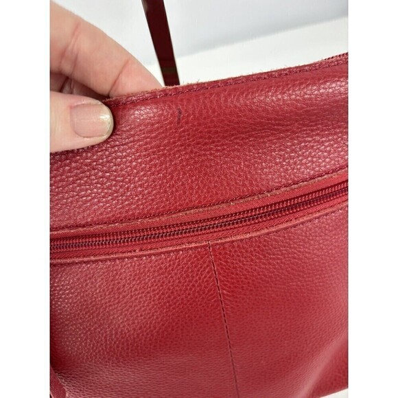 The Sak Crossbody Bag Purse Lipstick Red Leather Zipper Pockets Adjustable Strap - Picture 6 of 16